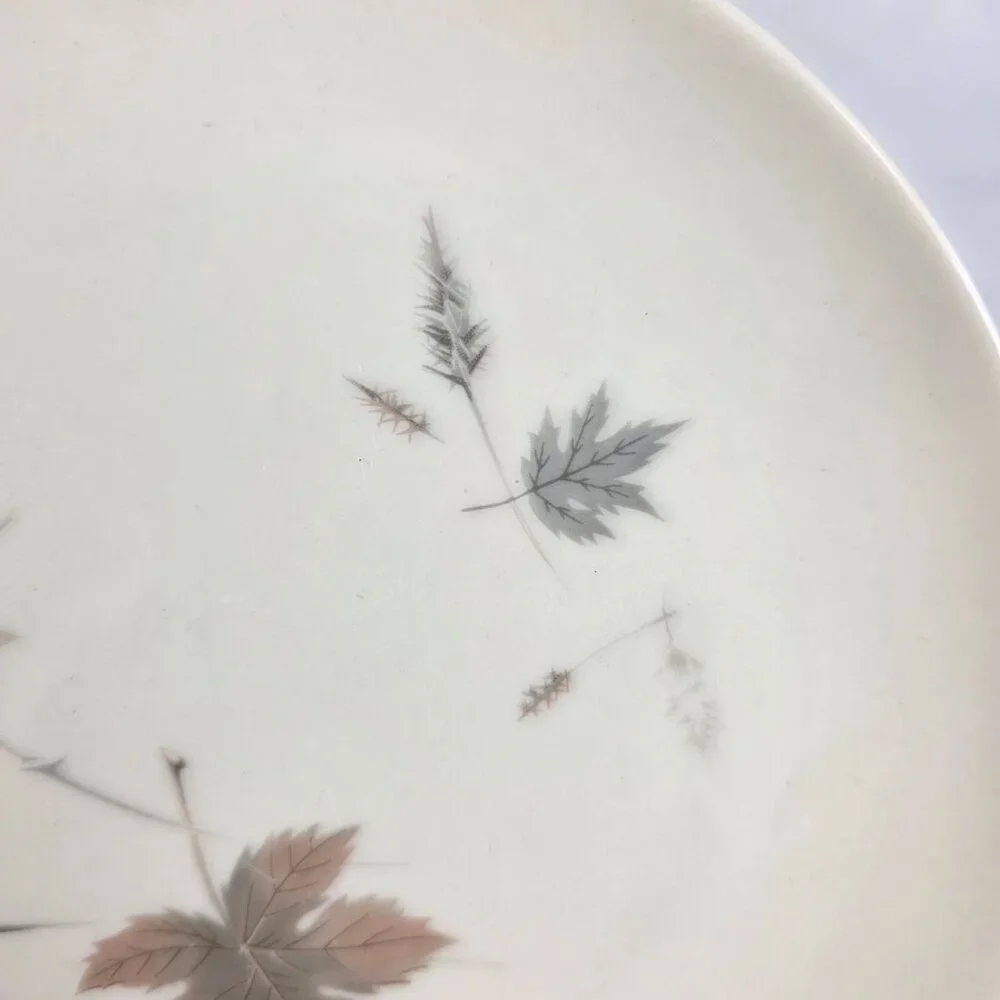 FOUR Royal Doulton Tumbling Leaves Bread Plates Gray & Pink Leaves